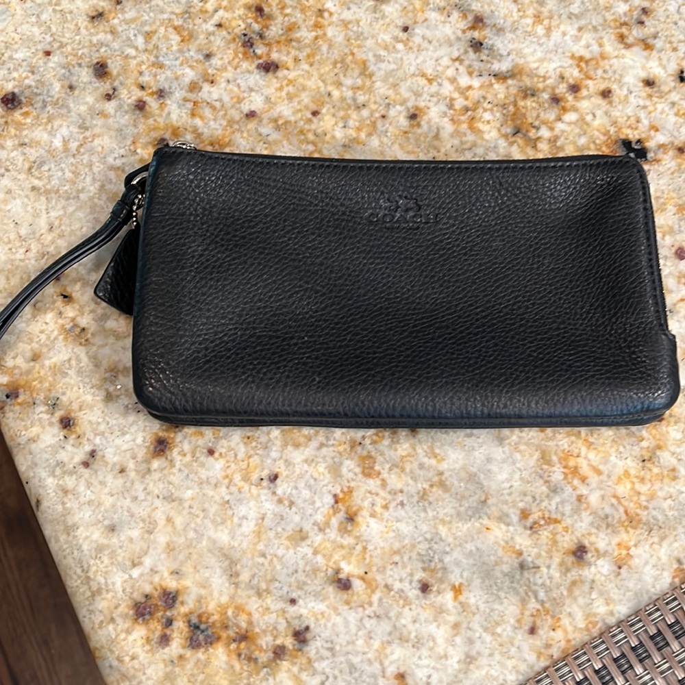 Coach Black Leather Wristlet